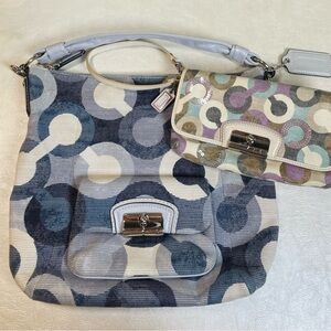 Coach Kristin Graphic Denim Op Art Hobo Bag & Contrasting Wristlet